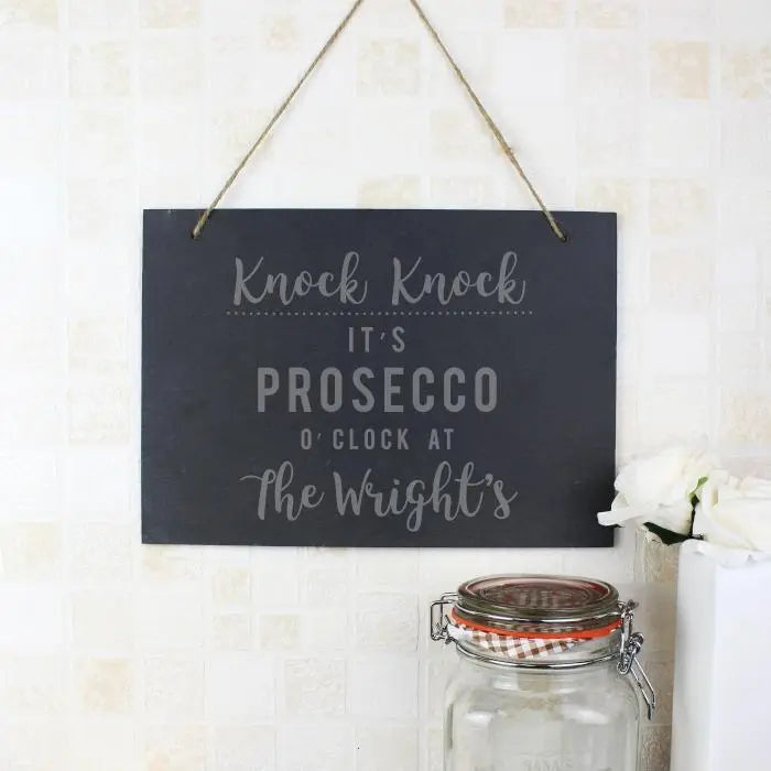 Personalised Prosecco O’Clock Large Hanging Slate Sign: 4 - Signs & Plaques By Gift Moments