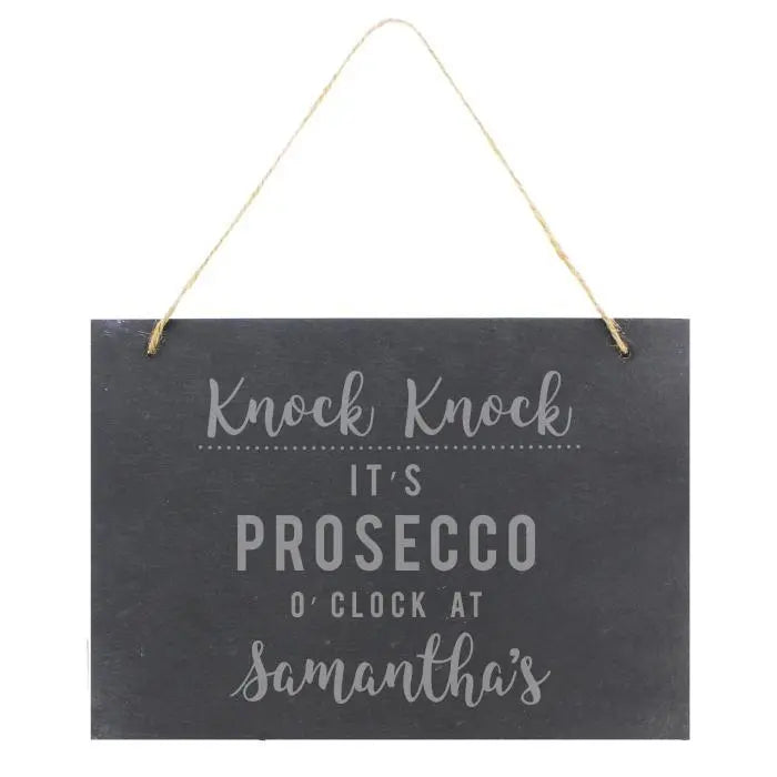 Personalised Prosecco O’Clock Large Hanging Slate Sign: 3 - Signs & Plaques By Gift Moments