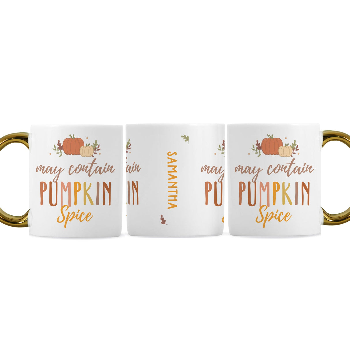 Personalised Pumpkin Spice Gold Handle Mug: 5 - Mugs By Gift Moments