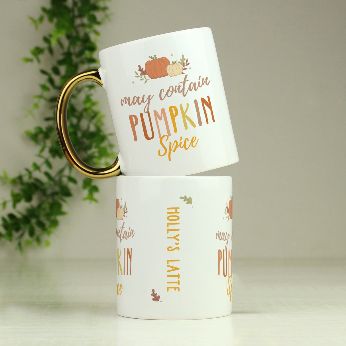 Personalised Pumpkin Spice Gold Handle Mug: 3 - Mugs By Gift Moments