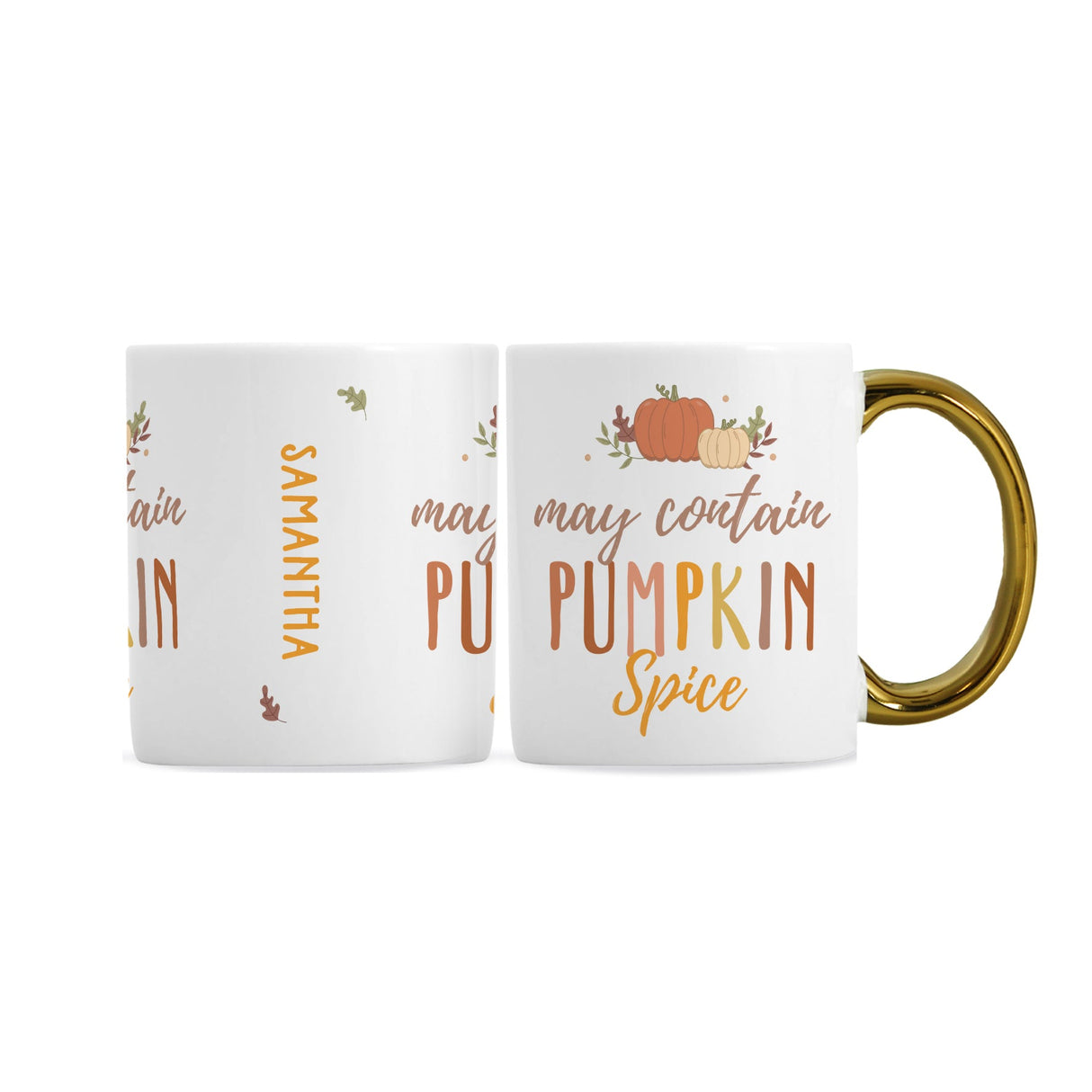 Personalised Pumpkin Spice Gold Handle Mug: 6 - Mugs By Gift Moments