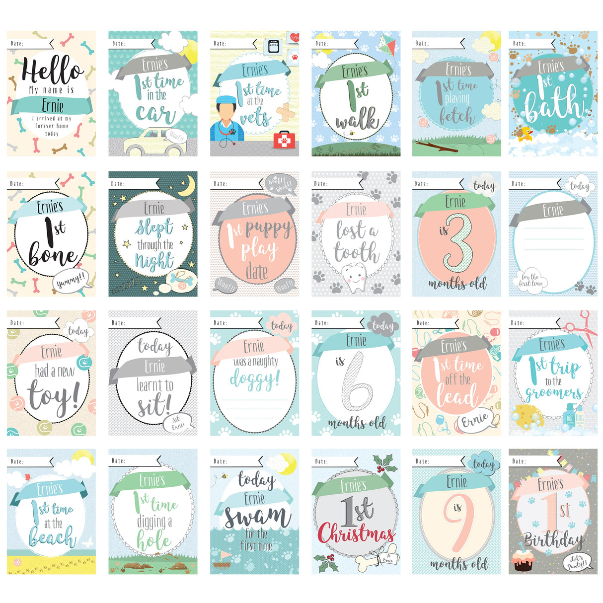 Personalised Puppy Cards: For Milestone Moments: 3 - Keepsakes By Gift Moments