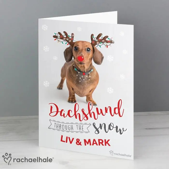 Personalised Rachael Hale Christmas Dachshund Through the Snow Card: 3 - Greeting Cards By Rachael Hale