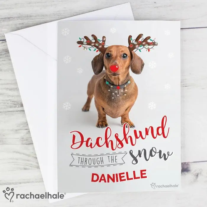 Personalised Rachael Hale Christmas Dachshund Through the Snow Card: 2 - Greeting Cards By Rachael Hale