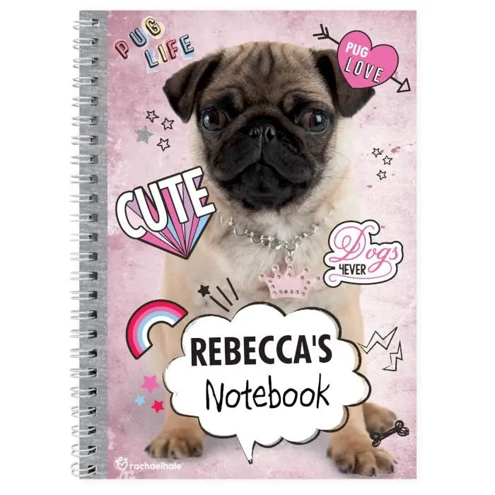 Personalised Rachael Hale Doodle Pug A5 Notebook: 3 - Notebooks By Rachael Hale