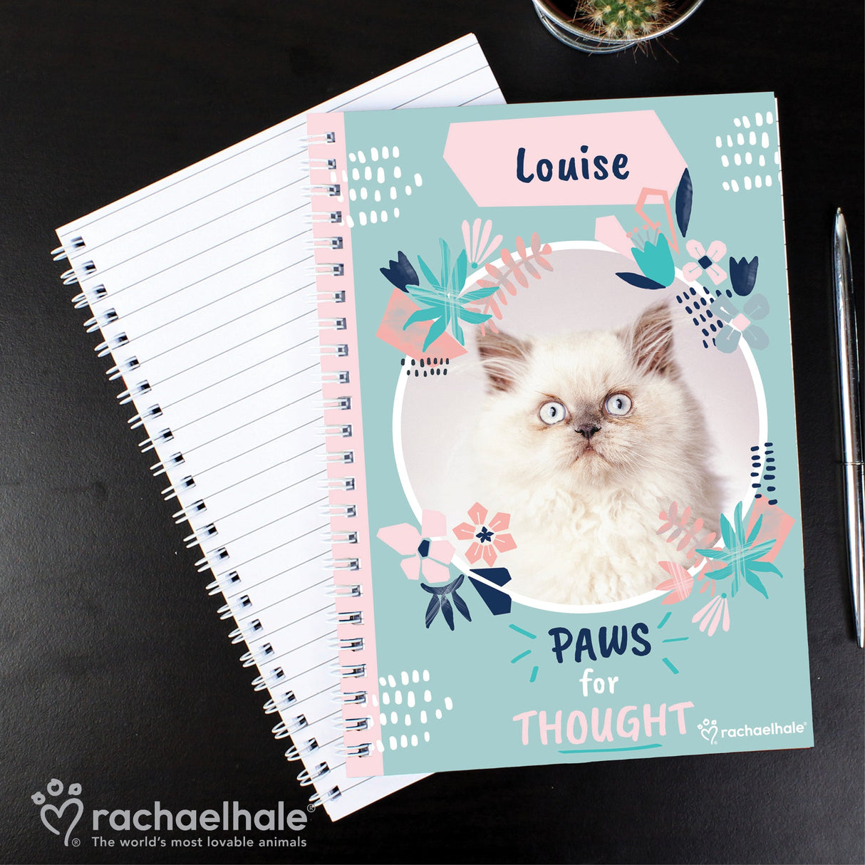 Personalised Rachael Hale ’Paws for Thought’ Cat A5 Notebook - Shop Notebooks At Gift Moments - 5