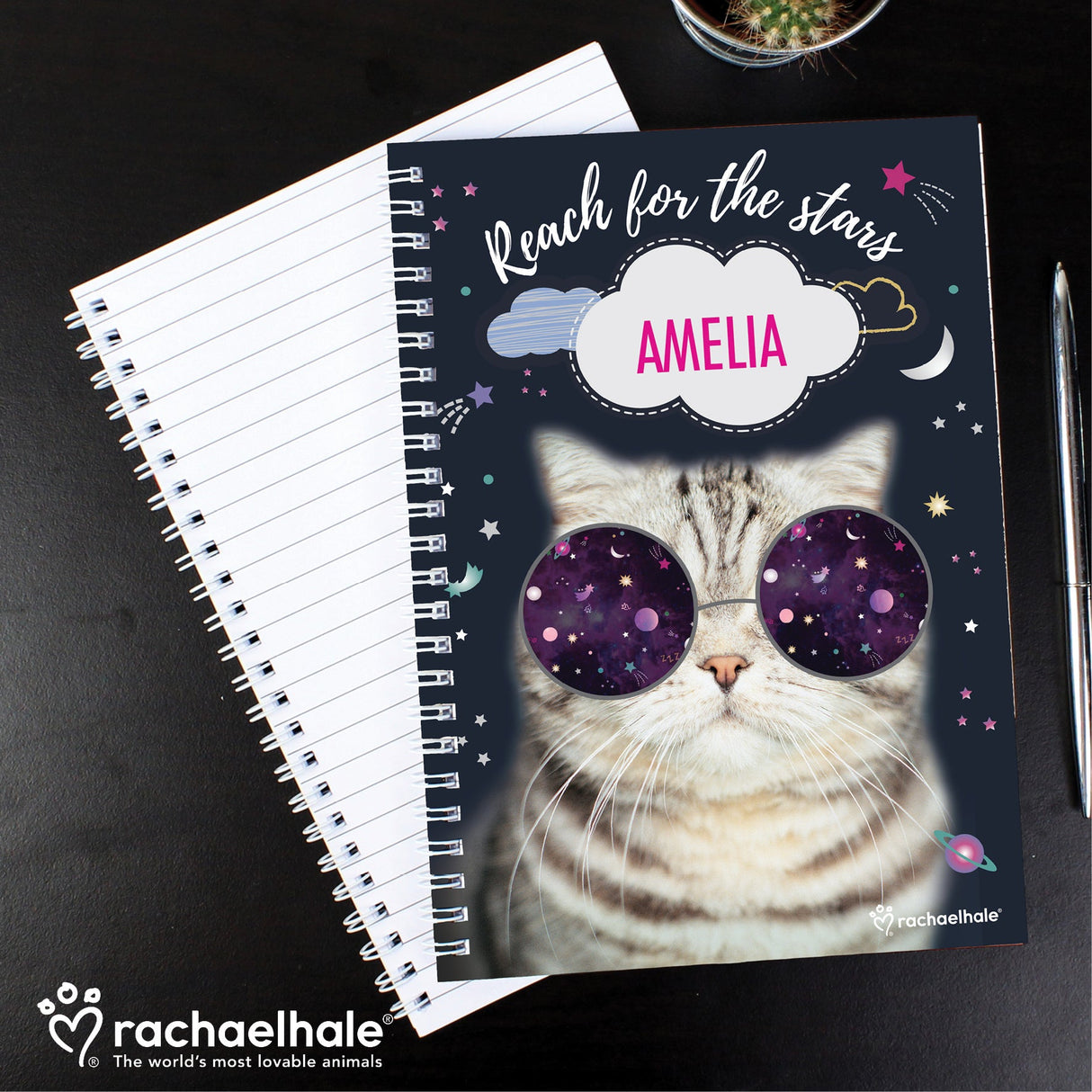 Personalised Rachael Hale Space Cat A5 Notebook - Shop Notebooks At Gift Moments - 4