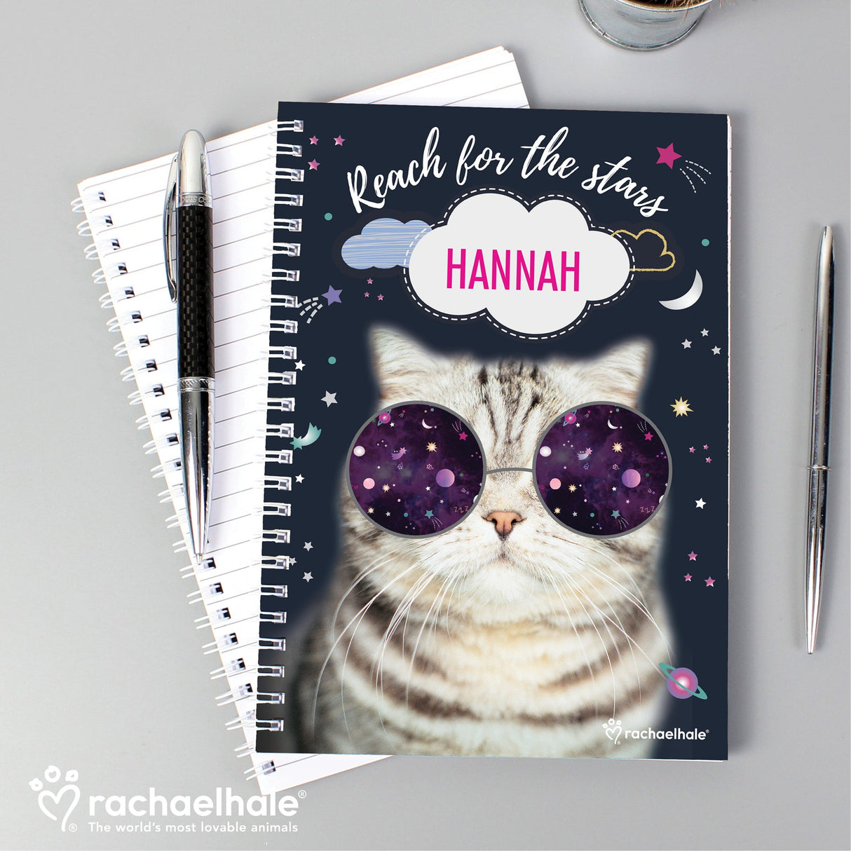 Personalised Rachael Hale Space Cat A5 Notebook - Shop Notebooks At Gift Moments - 1