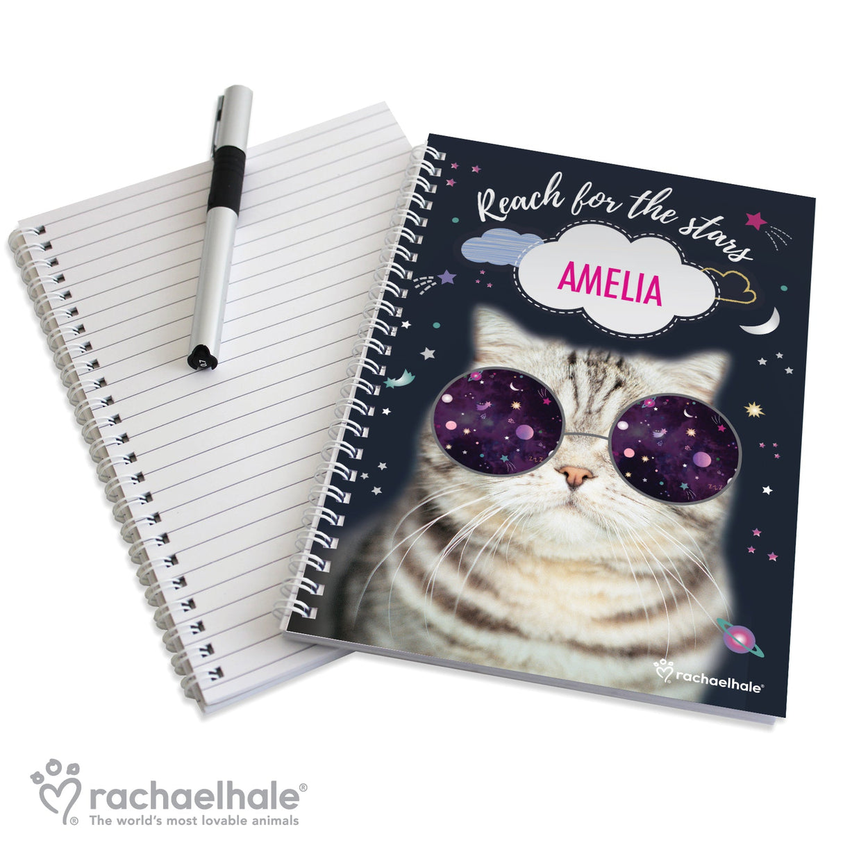 Personalised Rachael Hale Space Cat A5 Notebook - Shop Notebooks At Gift Moments - 3
