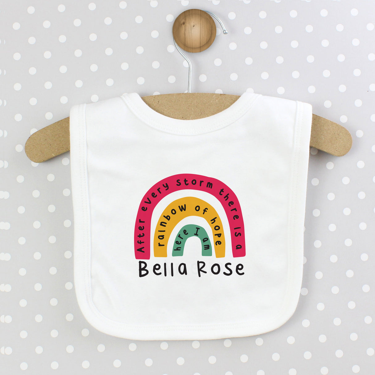 Personalised Rainbow Bib: 4 - Baby Clothing By Gift Moments