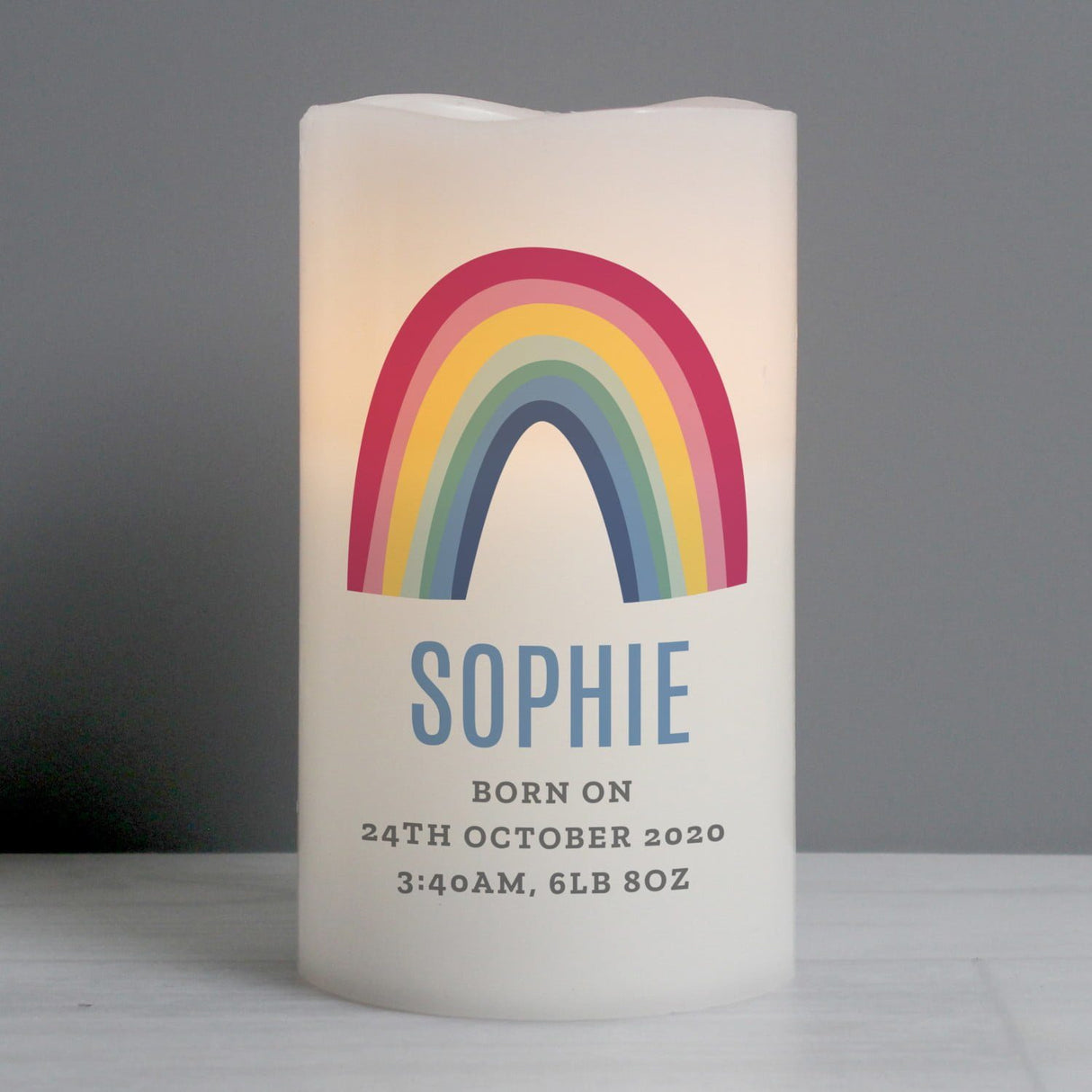 Personalised Rainbow LED Candle: 1 - LED Lighting By Gift Moments