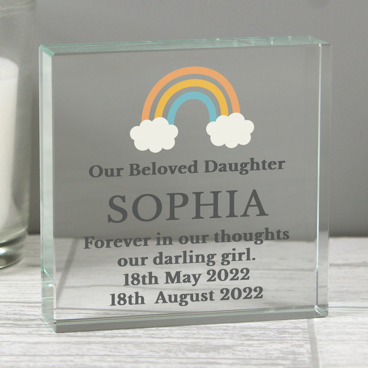 Personalised Rainbow Memorial Crystal Token - Shop Crystal Tokens At Gift Moments - 3