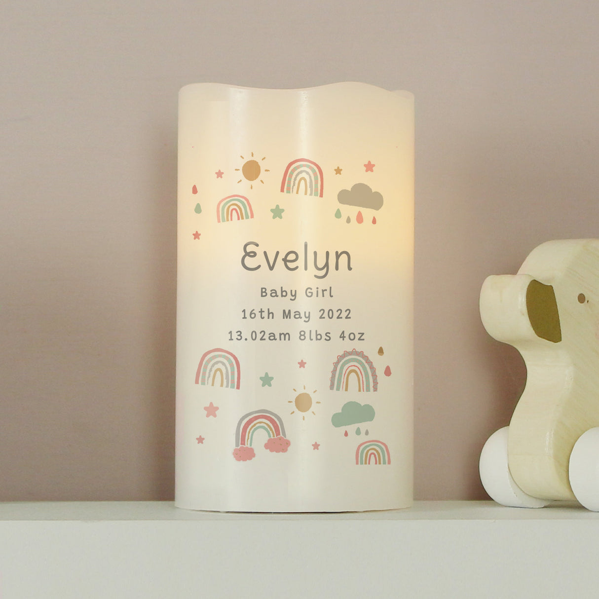 Personalised Rainbow Night Light LED Candle - Shop LED Lighting At Gift Moments - 1
