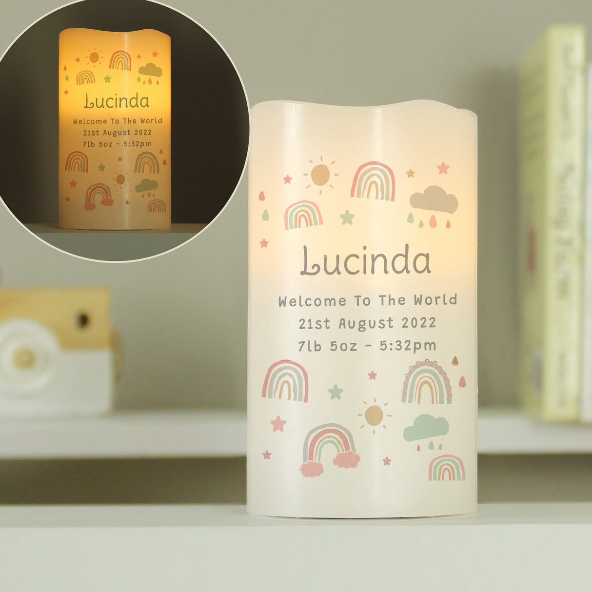 Personalised Rainbow Night Light LED Candle - Shop LED Lighting At Gift Moments - 4