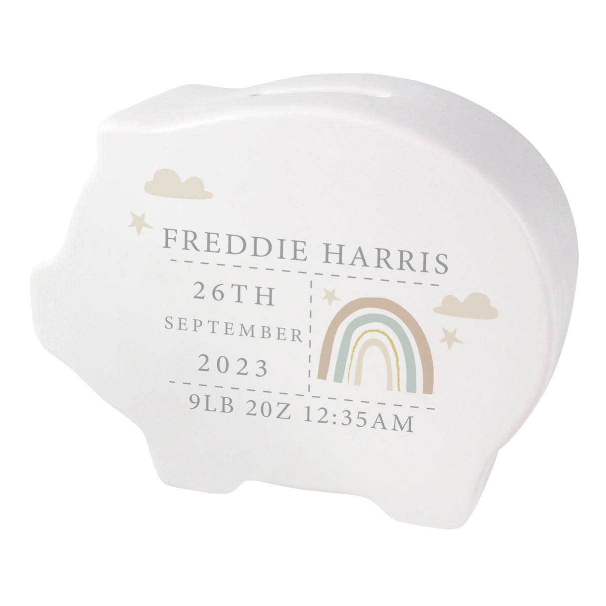 Personalised Rainbow Piggy Bank: 5 - Money Boxes By Gift Moments