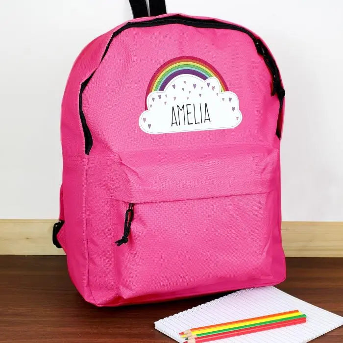 Personalised Rainbow Pink Backpack - Shop Kids Bags At Gift Moments - 2