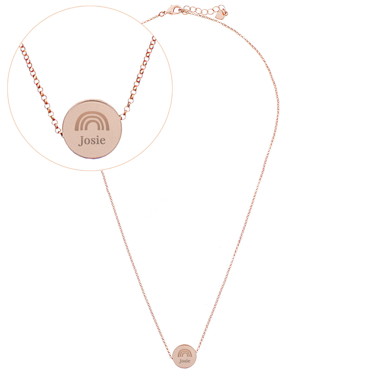 Personalised Rainbow Rose Gold Tone Disc Necklace: 5 - Necklaces By Gift Moments