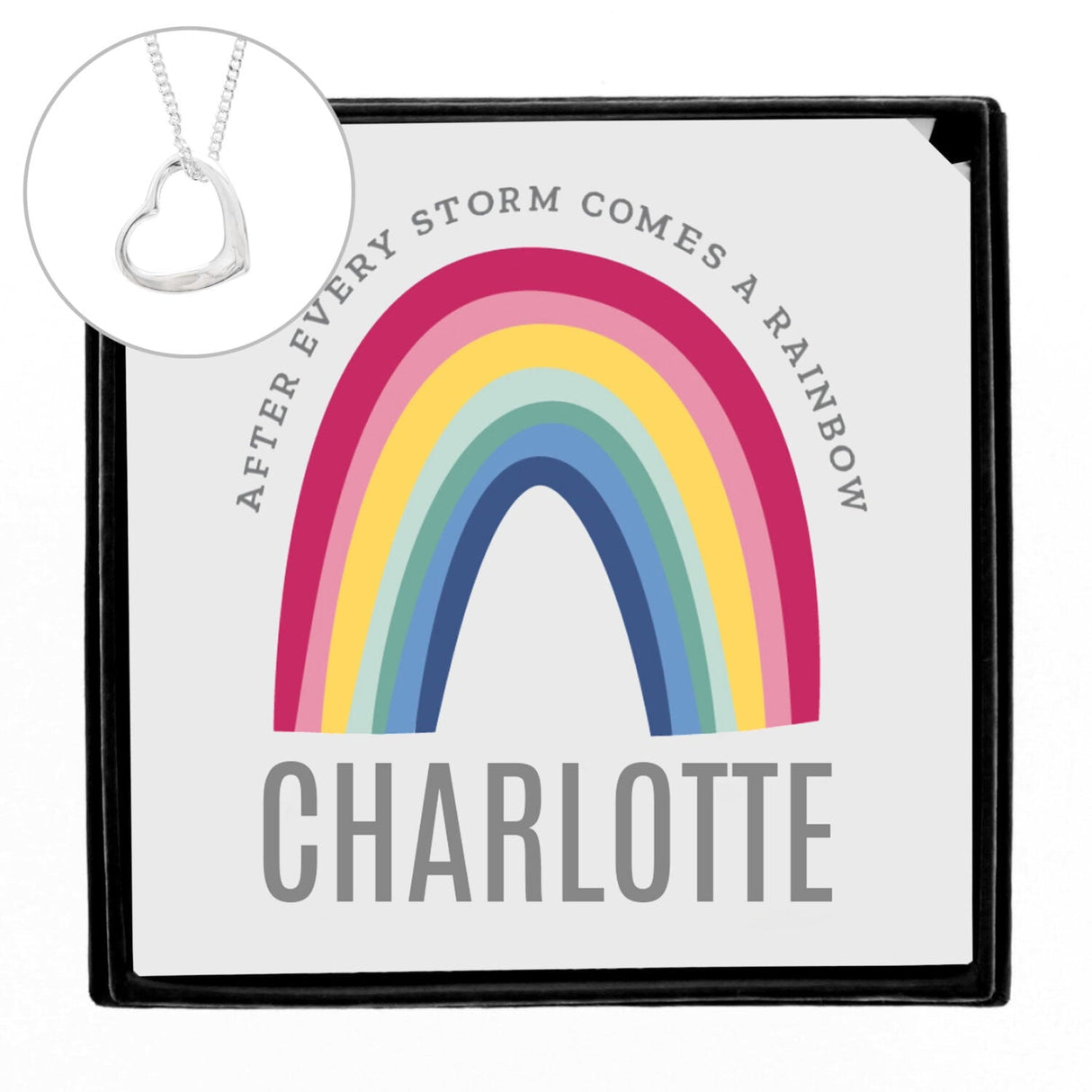 Personalised Rainbow Sentiment Silver Tone Necklace and Box: 4 - Necklaces By Gift Moments