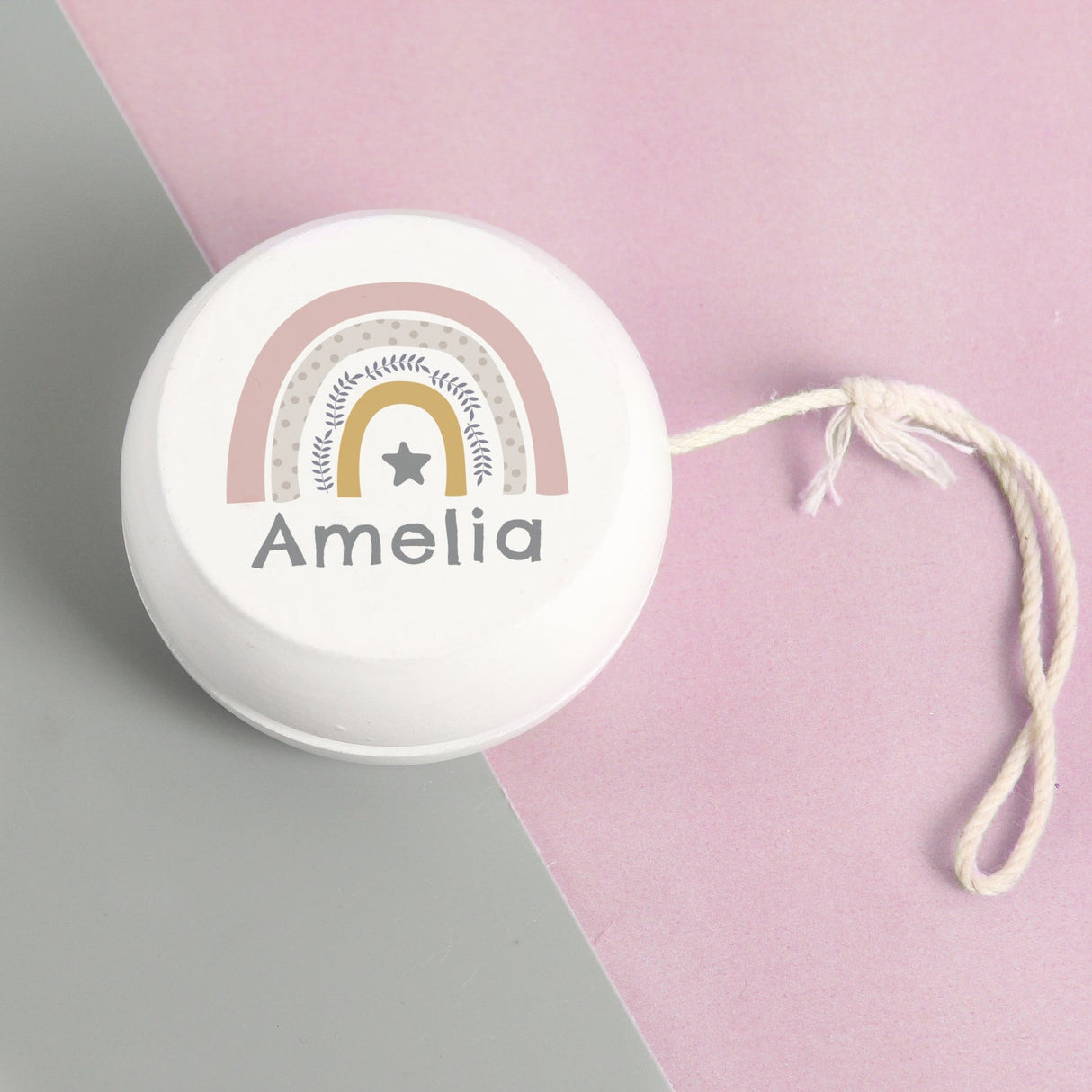 Personalised Rainbow White Wooden Yoyo: 2 - Toys By Gift Moments