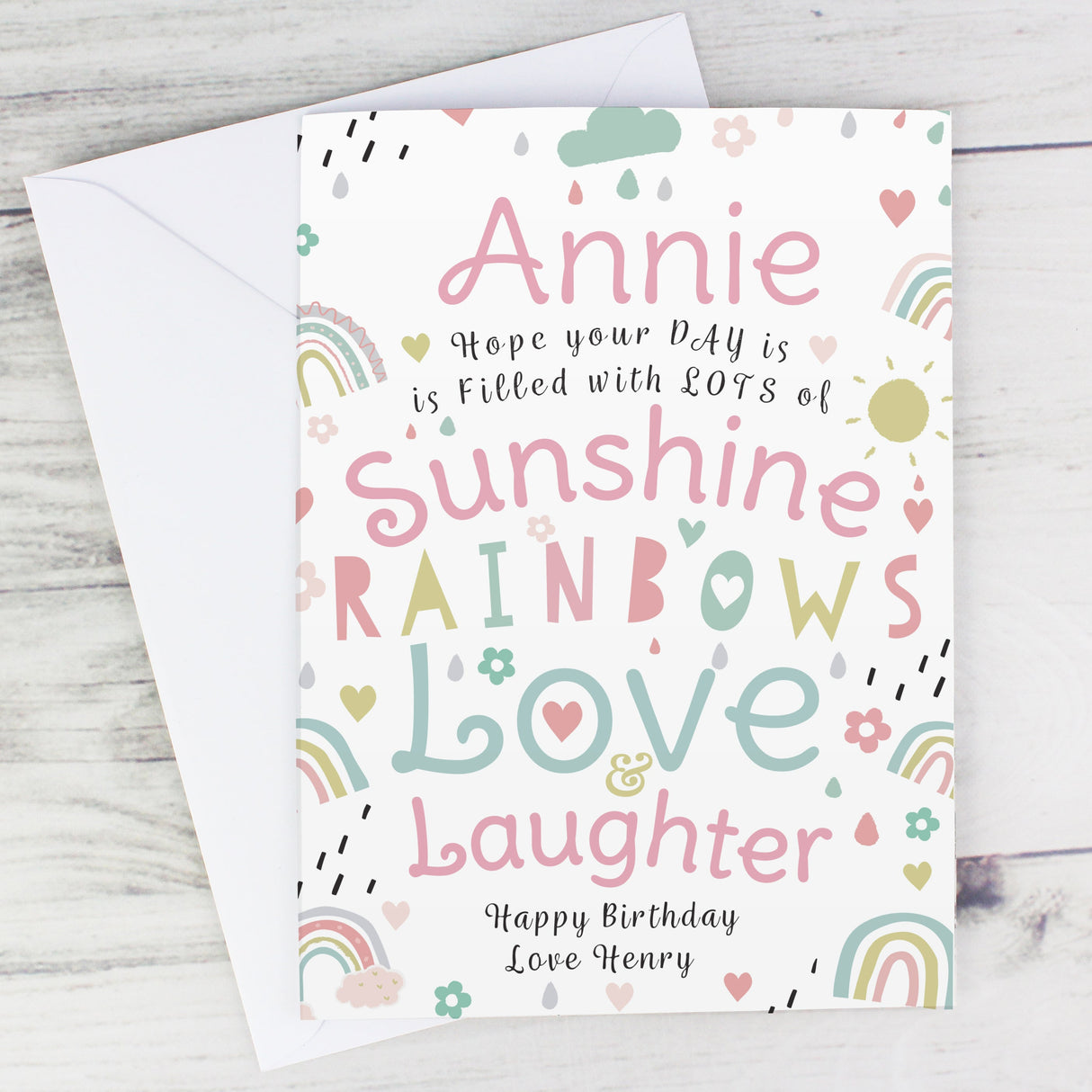 Personalised Rainbows & Sunshine Card: 3 - Greeting Cards By Gift Moments