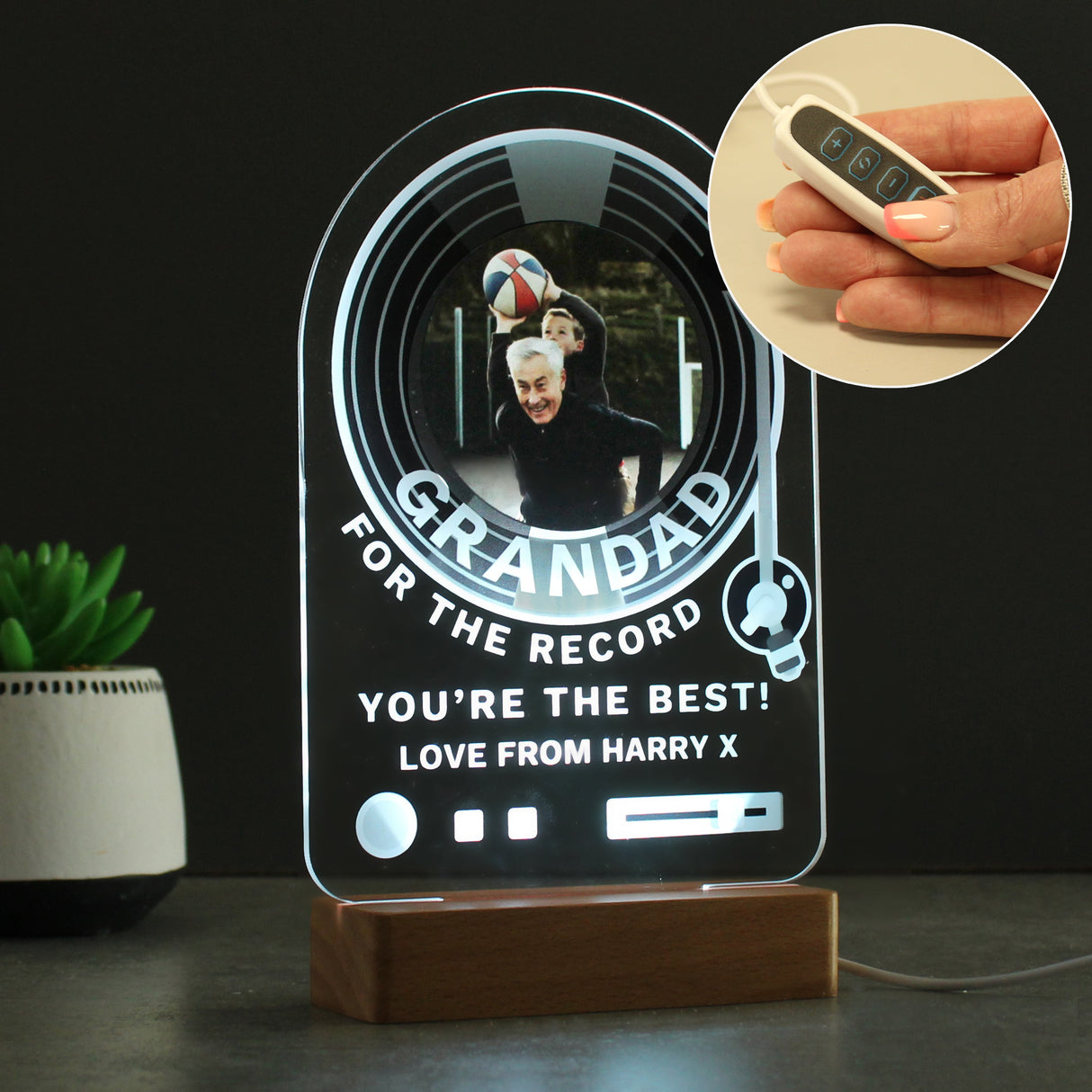 Personalised Record Photo Upload Wooden Based LED Light: 6 - LED Lighting By Gift Moments