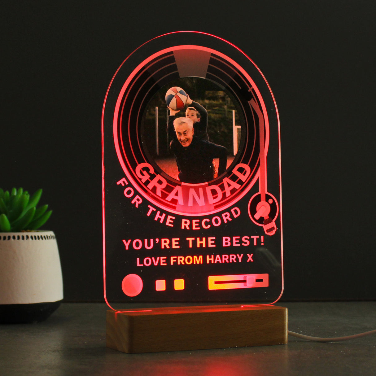 Personalised Record Photo Upload Wooden Based LED Light: 9 - LED Lighting By Gift Moments