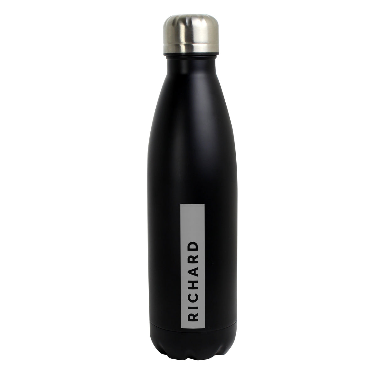 Personalised Rectangle Black Metal Insulated Drinks Bottle: 5 - Water Bottles By Gift Moments
