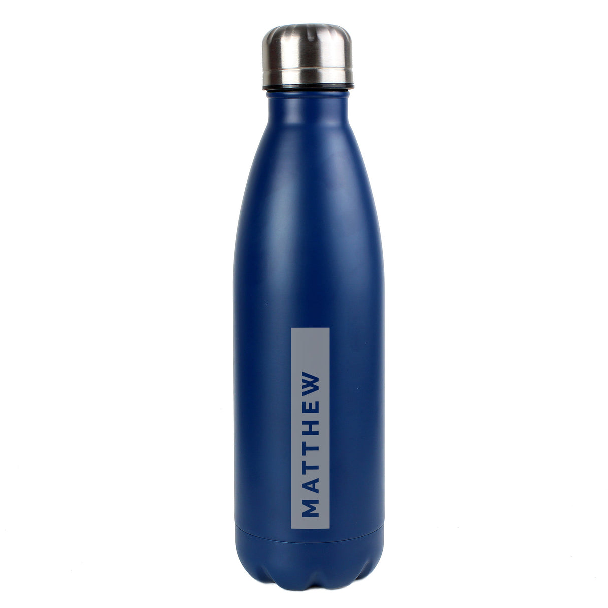 Personalised Rectangle Navy Metal Insulated Drinks Bottle: 5 - Water Bottles By Gift Moments