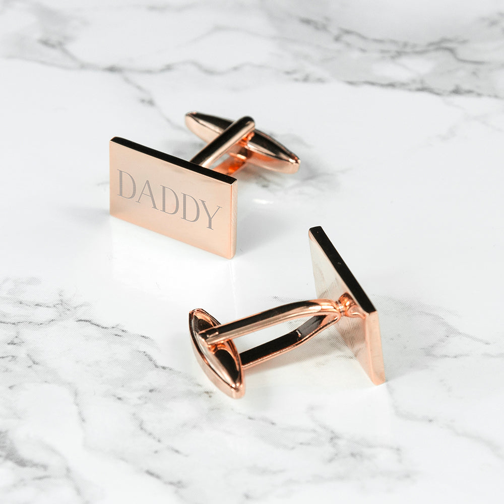 Personalised Rectangle Rose Gold Plated Cufflinks: 6 - Cufflinks & Tie Slides By Gift Moments