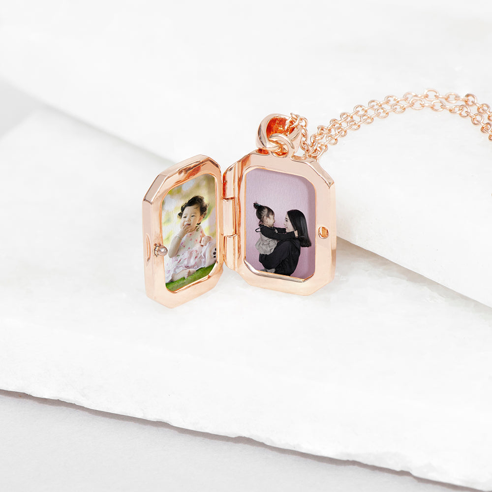 Personalised Rectangular Photo Locket Necklaces: 6 - Necklaces By Gift Moments