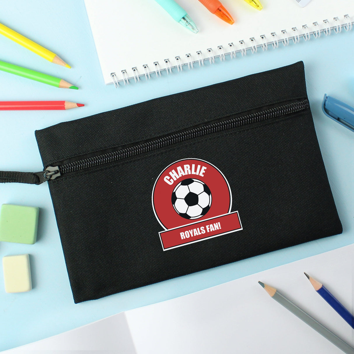 Personalised Red Football Fan Pencil Case - Shop Pencil Cases & Sets At Gift Moments - 1