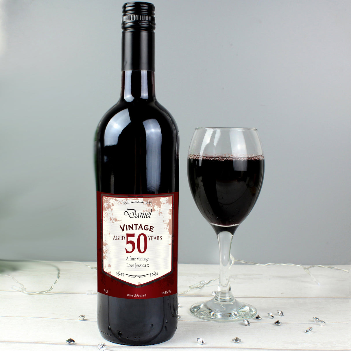 Personalised Red Wine Vintage Age Label: 1 - Wine By Gift Moments