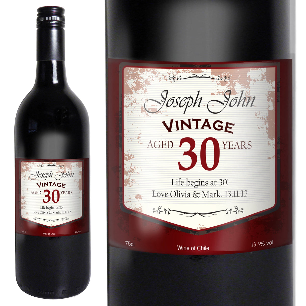 Personalised Red Wine Vintage Age Label: 2 - Wine By Gift Moments