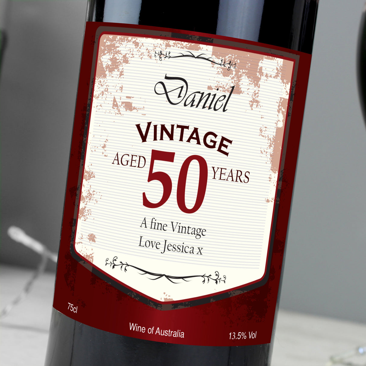 Personalised Red Wine Vintage Age Label: 5 - Wine By Gift Moments