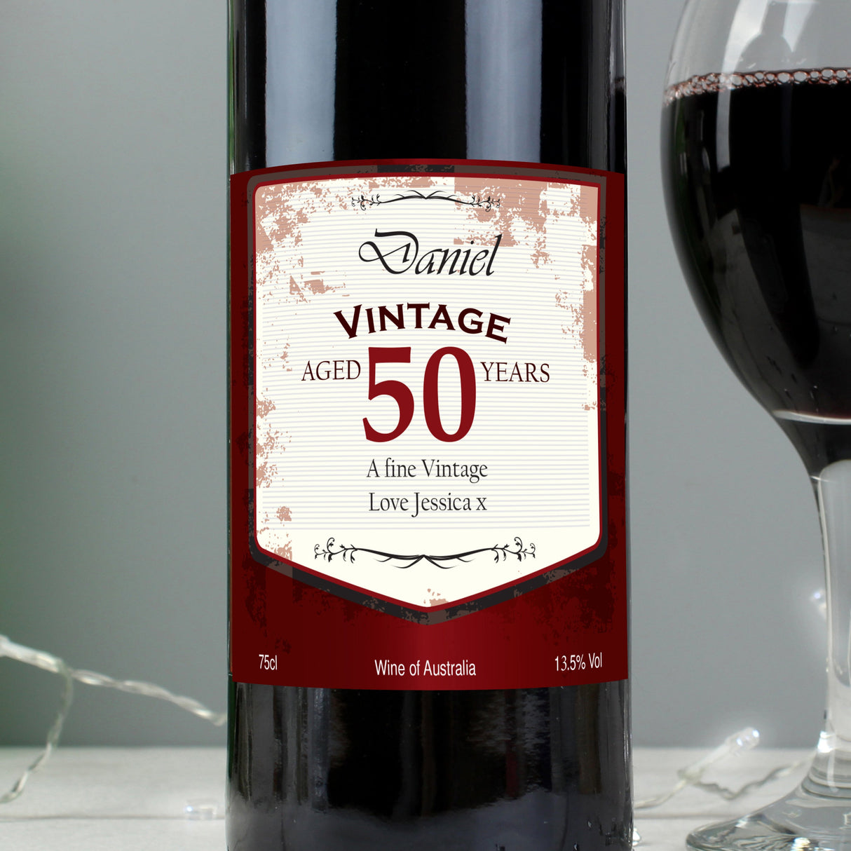 Personalised Red Wine Vintage Age Label: 3 - Wine By Gift Moments