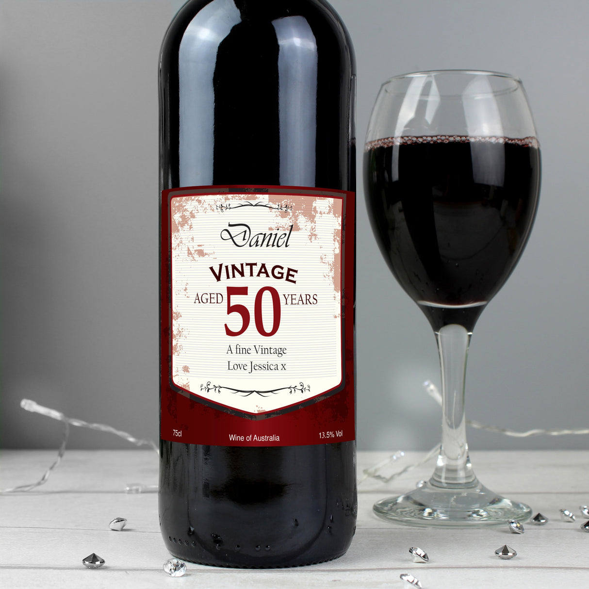 Personalised Red Wine Vintage Age Label: 4 - Wine By Gift Moments