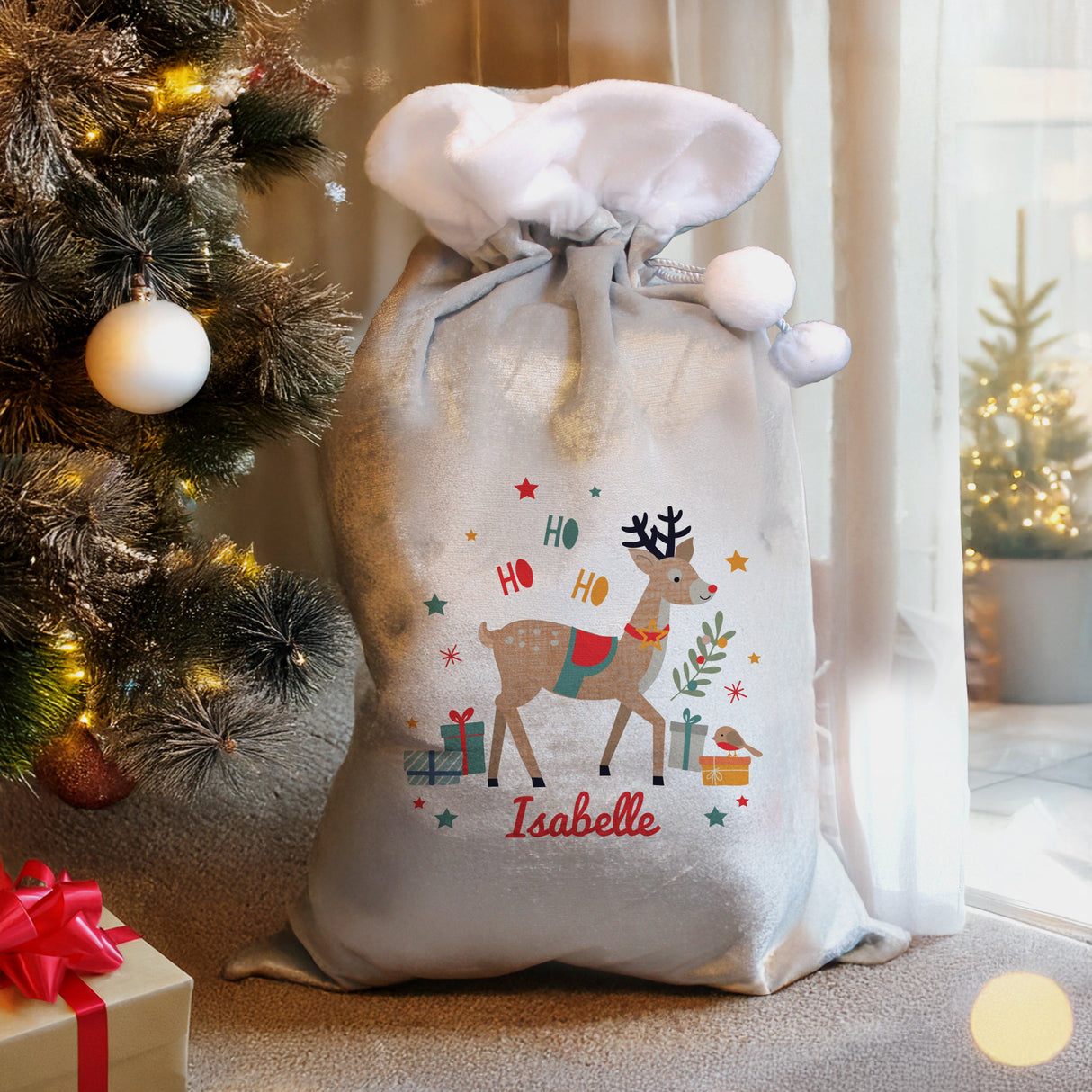 Personalised Reindeer Christmas Sack: 2 - Christmas Sacks By Gift Moments