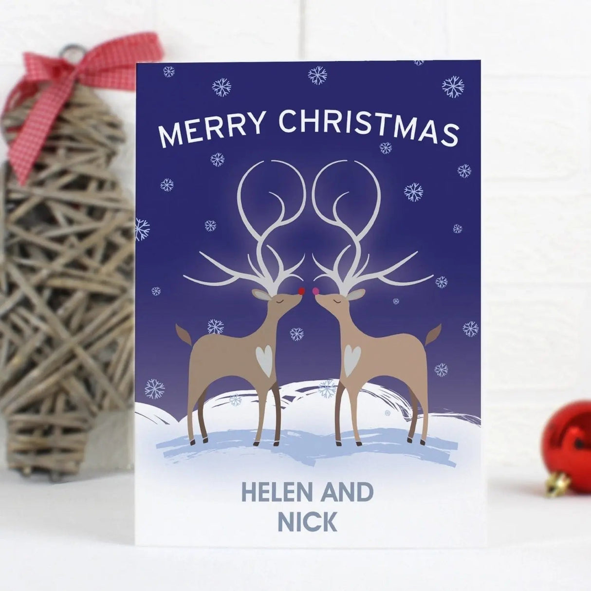 Personalised Reindeer Couple Card: 1 - Greeting Cards By Gift Moments