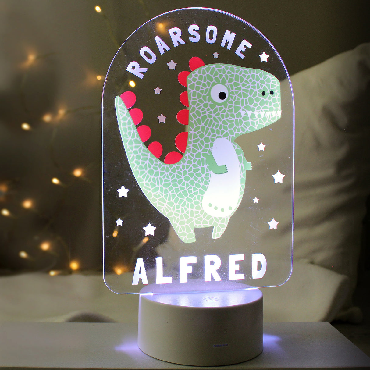 Personalised Roarsome Dinosaur LED Colour Changing Night Light: 1 - LED Lighting By Gift Moments