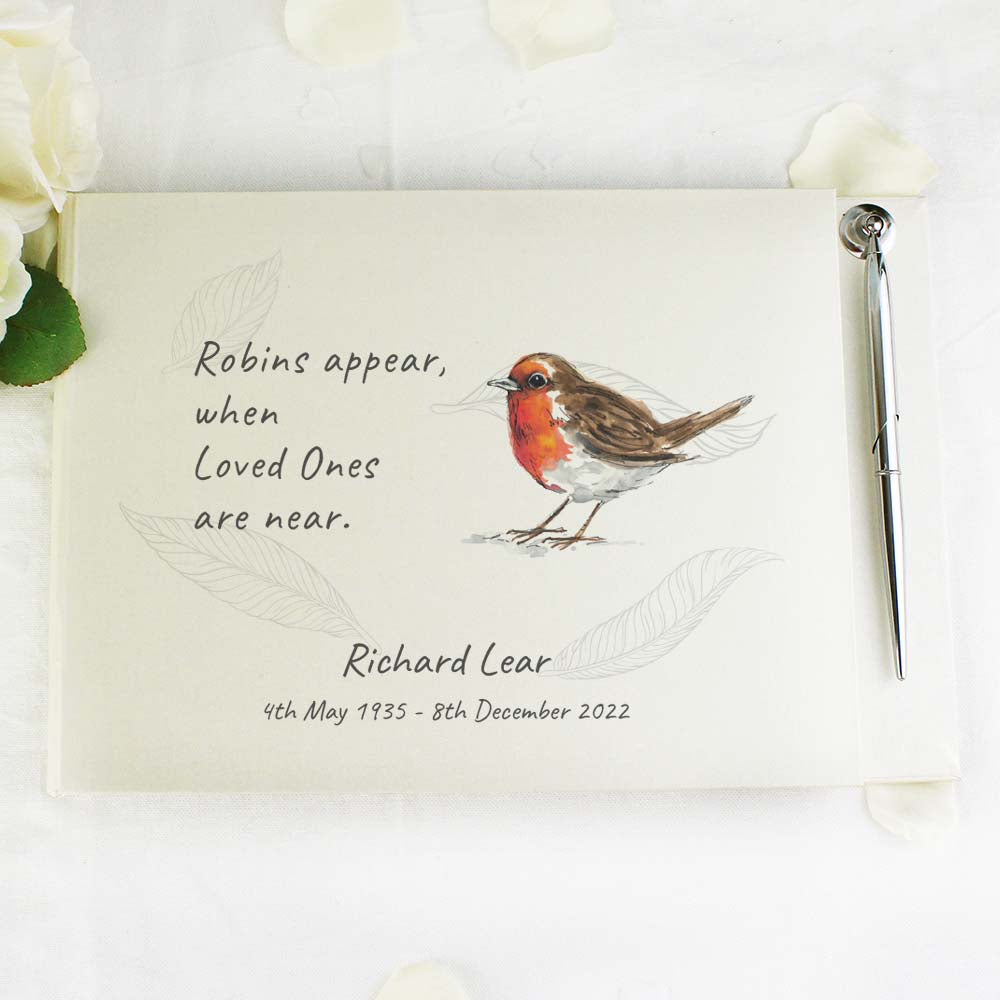 Personalised Robins Appear Guest Book: 4 - Guest Books By Gift Moments