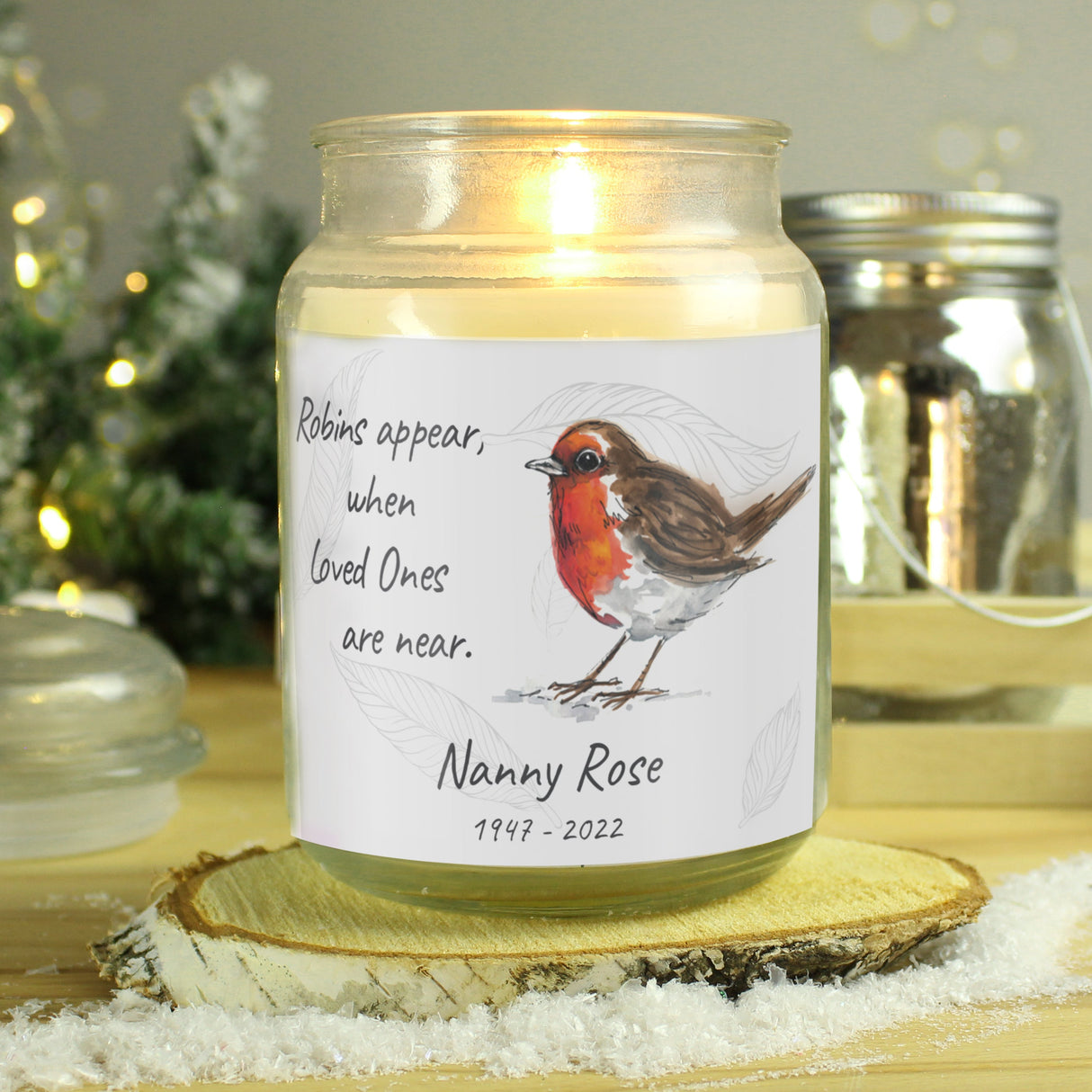 Personalised Robins Appear Large Scented Jar Candle: 2 - Candles By Gift Moments