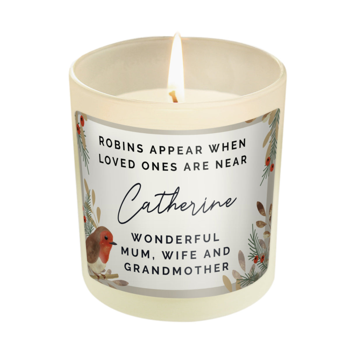 Personalised Robins Appear Memorial Scented Jar Candle: 5 - Candles By Gift Moments