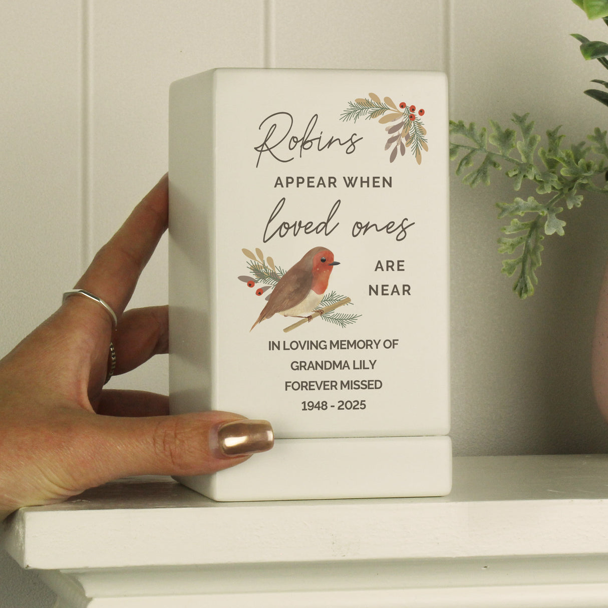Personalised Robins Appear Small Wooden Urn - Shop Urns At Gift Moments - 4