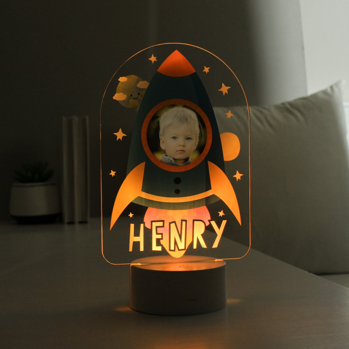 Personalised Rocket Photo Upload LED Colour Changing Night Light: 3 - LED Lighting By Gift Moments