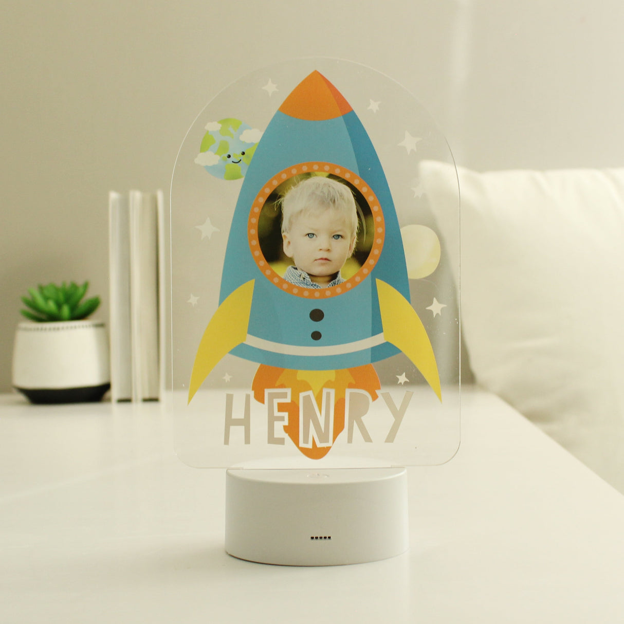 Personalised Rocket Photo Upload LED Colour Changing Night Light: 4 - LED Lighting By Gift Moments