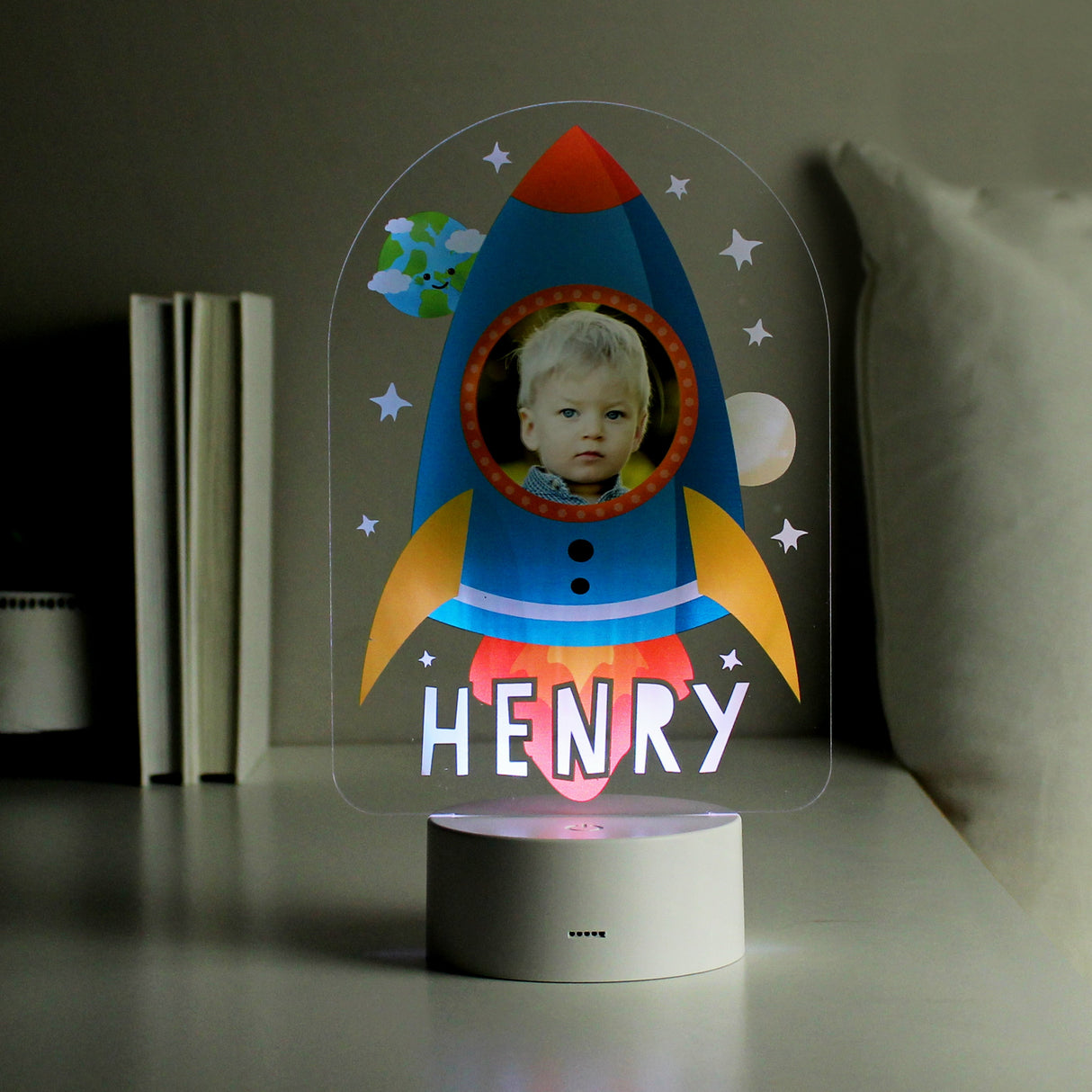 Personalised Rocket Photo Upload LED Colour Changing Night Light: 1 - LED Lighting By Gift Moments