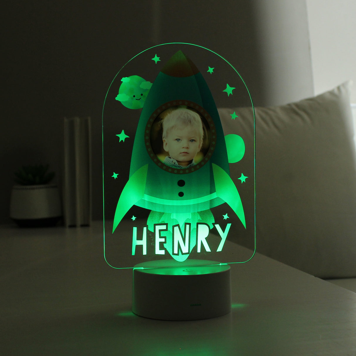 Personalised Rocket Photo Upload LED Colour Changing Night Light: 8 - LED Lighting By Gift Moments