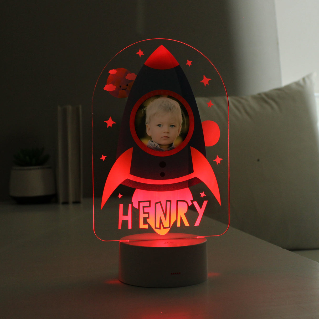 Personalised Rocket Photo Upload LED Colour Changing Night Light: 7 - LED Lighting By Gift Moments