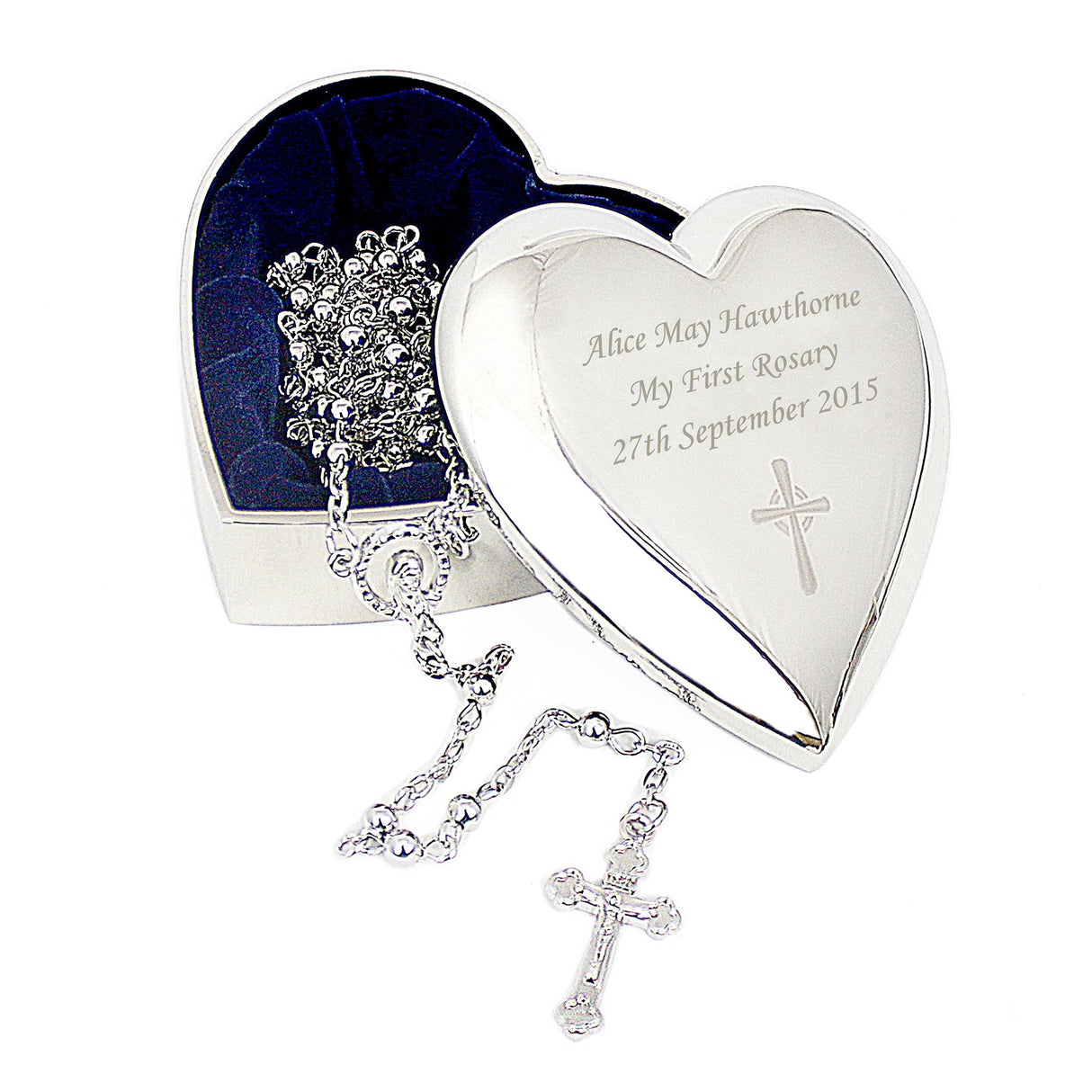 Personalised Rosary Beads and Cross Heart Trinket Box - Shop Trinket Boxes At Gift Moments - 8