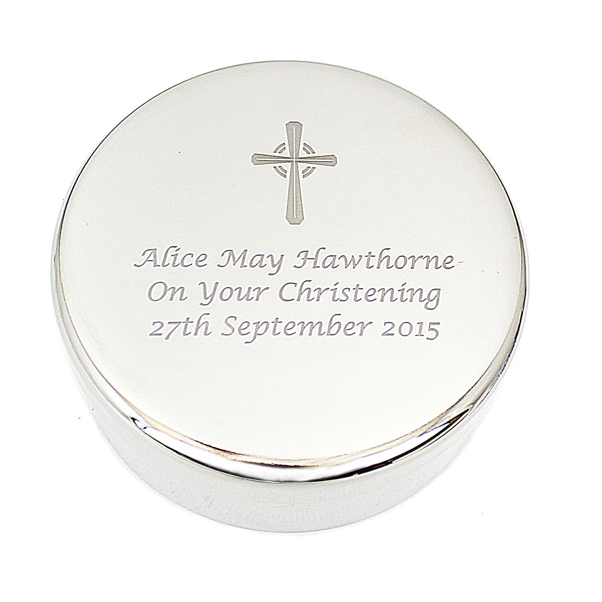 Personalised Rosary Beads and Cross Round Trinket Box: 7 - Trinket Boxes By Gift Moments